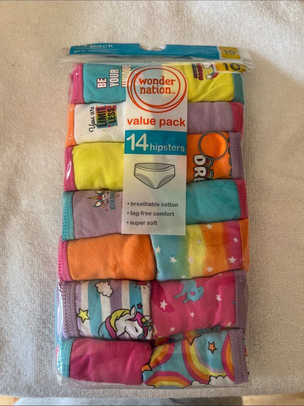 Wonder Nation 14-Pack Girls Hipster Underwear - Bright Multicolor NEW!!